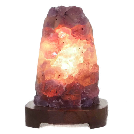 2.68kg Amethyst Crystal Lamp with Timber Base DB523 | Himalayan Salt Factory