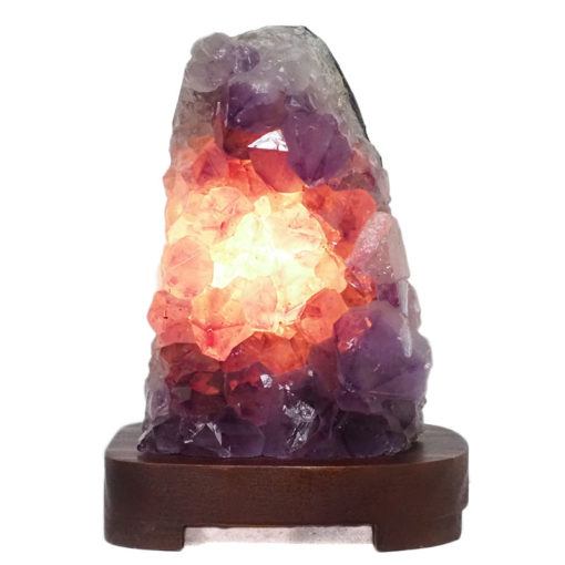 2.32kg Amethyst Crystal Lamp with Timber Base DB526 | Himalayan Salt Factory