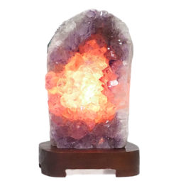 2.74kg Amethyst Crystal Lamp with Timber Base DB528 | Himalayan Salt Factory