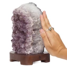 3.24kg Amethyst Crystal Lamp with Timber Base DB529 | Himalayan Salt Factory