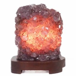 2.86kg Amethyst Crystal Lamp with Timber Base DB530 | Himalayan Salt Factory