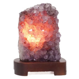 2.06kg Amethyst Crystal Lamp with Timber Base DB531 | Himalayan Salt Factory