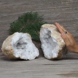 6.04kg Natural Calcite Geode Pair N1994 | Himalayan Salt Factory