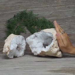 6.12kg Natural Calcite Geode Pair N1995 | Himalayan Salt Factory