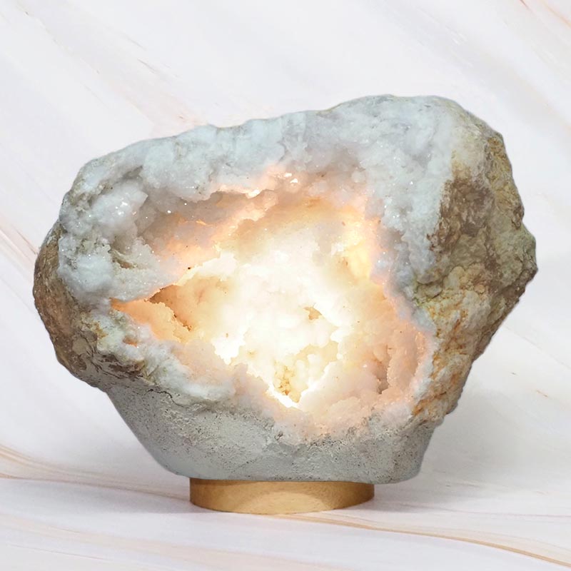 6.82kg Natural Calcite Geode Lamp with Large LED Light Base DR403 3 6.82kg Natural Calcite Geode Lamp with Large LED Light Base DR403 | Himalayan Salt Factory