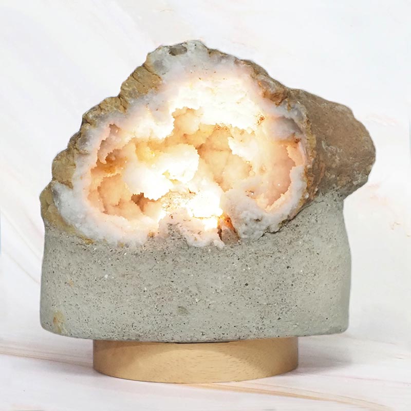 2.00kg Natural Calcite Geode Lamp with Large LED Light Base DR407 3 2.00kg Natural Calcite Geode Lamp with Large LED Light Base DR407 | Himalayan Salt Factory