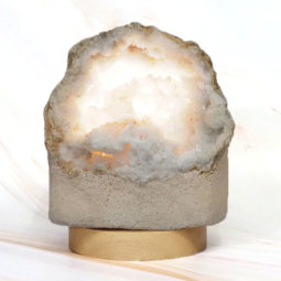 1.91kg Natural Calcite Geode Lamp with Large LED Light Base DR408 | Himalayan Salt Factory