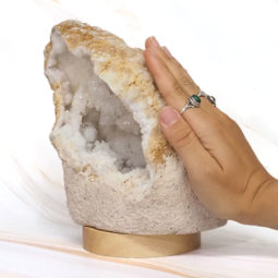 1.98kg Natural Calcite Geode Lamp with Large LED Light Base DR409 | Himalayan Salt Factory