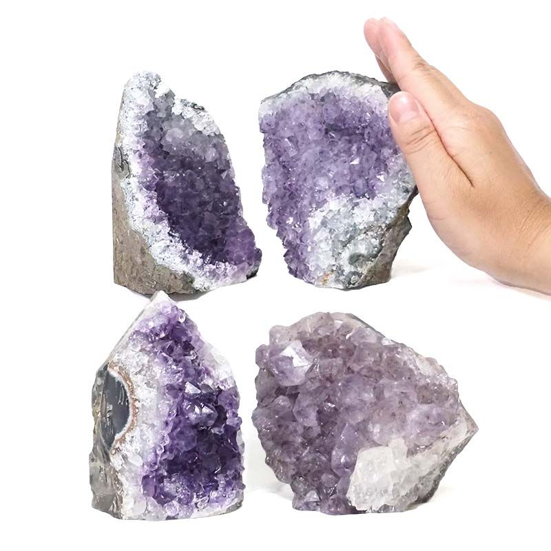 2.47kg Amethyst Crystal Geode Specimen Set 4 Pieces DR421 4 Amethyst Crystal Geode Specimen Set 4 Pieces DR421 | Himalayan Salt Factory