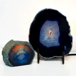 Blue Agate Slice Lamp with Tea Light Candle Holder J119 | Himalayan Salt Factory