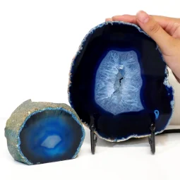 Blue Agate Slice Lamp with Tea Light Candle Holder J119 | Himalayan Salt Factory