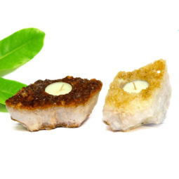1.40kg Citrine Tealight Candle Holder Set 2 pieces CF299 | Himalayan Salt Factory