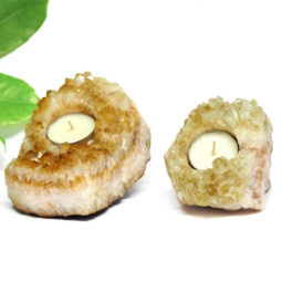 1.45kg Citrine Tealight Candle Holder Set 2 pieces CF305 | Himalayan Salt Factory