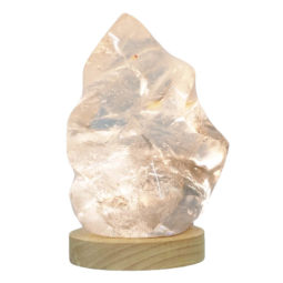 Clear Quartz Polished Flame with LED Large Base DS2362 | Himalayan Salt Factory