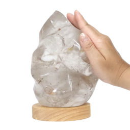 Clear Quartz Polished Flame with LED Large Base DS2362 | Himalayan Salt Factory