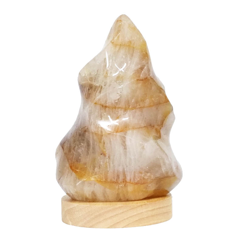 1.65kg Golden Quartz Polished Flame with LED Large Base DS2360 3 Golden Quartz Polished Flame with LED Large Base DS2360 | Himalayan Salt Factory