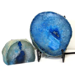 0.68kg Blue Agate Slice Lamp with Tea Light Candle Holder J124 | Himalayan Salt Factory
