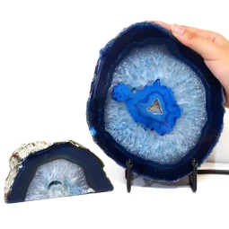 1.20kg Blue Agate Slice Lamp with Tea Light Candle Holder J127 | HImalayan Salt Factory