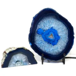 1.20kg Blue Agate Slice Lamp with Tea Light Candle Holder J127 | HImalayan Salt Factory