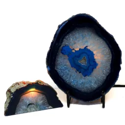 1.20kg Blue Agate Slice Lamp with Tea Light Candle Holder J127 | HImalayan Salt Factory