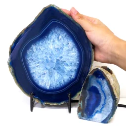1.00kg Blue Agate Slice Lamp with Tea Light Candle Holder J128 | Himalayan Salt Factory