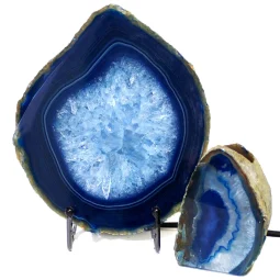 1.00kg Blue Agate Slice Lamp with Tea Light Candle Holder J128 | Himalayan Salt Factory