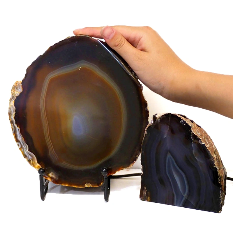 0.87kg Sliced Brazilian Crystal Agate Lamp with Agate Tea Light Candle Holder J135 5 0.87kg Sliced Brazilian Crystal Agate Lamp with Agate Tea Light Candle Holder J135 | Himalayan Salt Factory