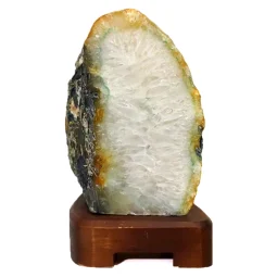 1.32kg Natural Agate Lamp – Timber Base J1433 | Himalayan Salt Factory
