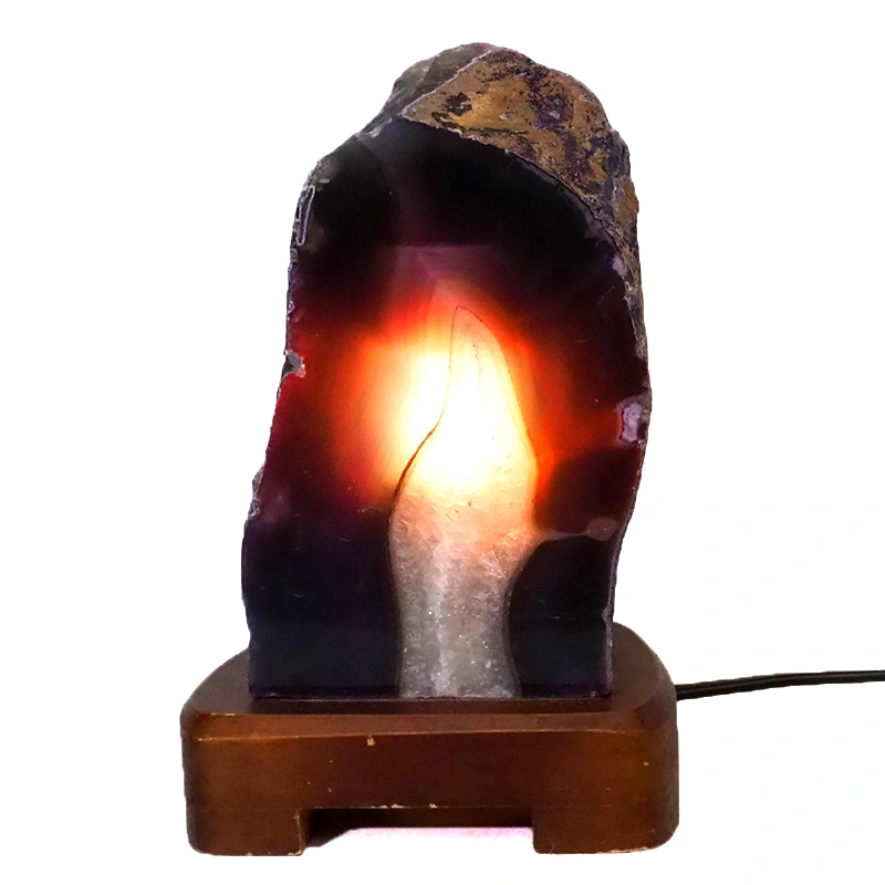 1.27kg Purple Agate Lamp - Timber Base J1434 4 1.27kg Purple Agate Lamp - Timber Base J1434 | Himalayan Salt Factory