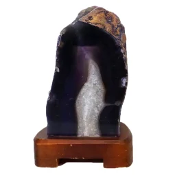 1.27kg Purple Agate Lamp - Timber Base J1434 | Himalayan Salt Factory