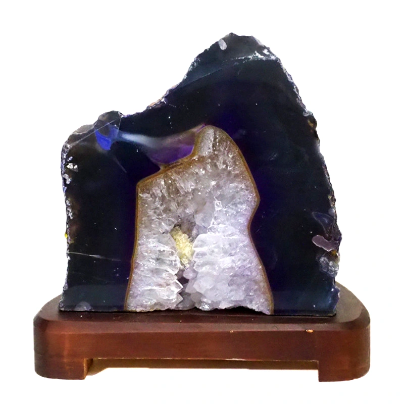1.92kg Purple Agate Lamp - Timber Base J1435 3 1.92kg Purple Agate Lamp - Timber Base J1435 | Himalayan Salt Factory