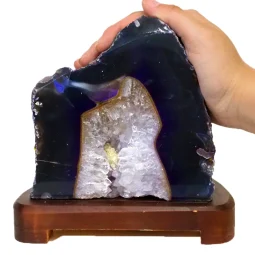1.92kg Purple Agate Lamp - Timber Base J1435 7 1.92kg Purple Agate Lamp - Timber Base J1435 | Himalayan Salt Factory