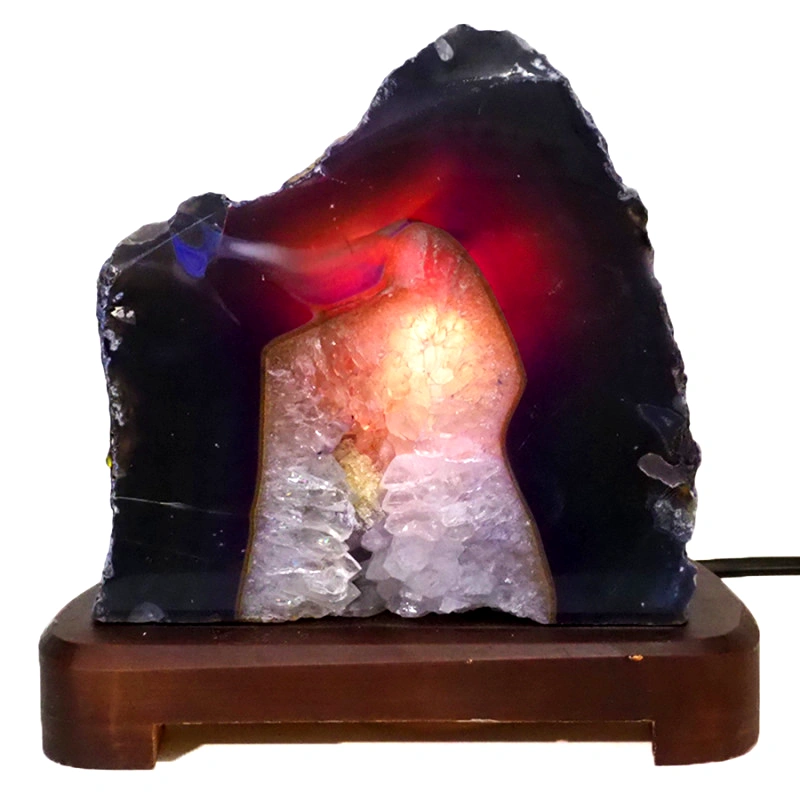 1.92kg Purple Agate Lamp - Timber Base J1435 4 1.92kg Purple Agate Lamp - Timber Base J1435 | Himalayan Salt Factory
