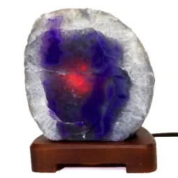 2.77kg Purple Agate Lamp - Timber Base J1437 | Himalayan Salt Factory