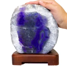 2.77kg Purple Agate Lamp - Timber Base J1437 | Himalayan Salt Factory