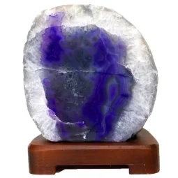 2.77kg Purple Agate Lamp - Timber Base J1437 | Himalayan Salt Factory