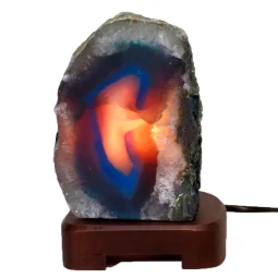 2.20kg Blue Agate Lamp - Timber Base J1445 6 2.20kg Blue Agate Lamp - Timber Base J1445 | Himalayan Salt Factory