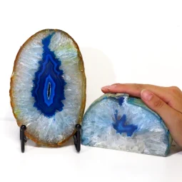 1.00kg Blue Agate Slice Lamp with Tea Light Candle Holder J177 | Himalayan Salt Factory