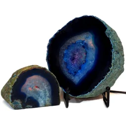 0.93kg Blue Agate Slice Lamp with Tea Light Candle Holder J179 | Himalayan Salt Factory