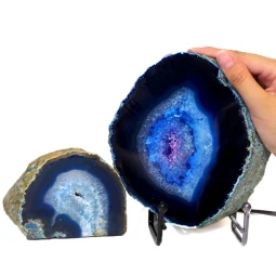 0.93kg Blue Agate Slice Lamp with Tea Light Candle Holder J179 | Himalayan Salt Factory