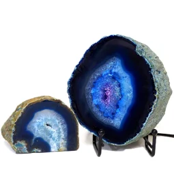 0.93kg Blue Agate Slice Lamp with Tea Light Candle Holder J179 | Himalayan Salt Factory