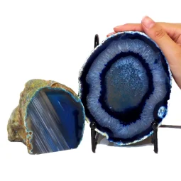 0.60kg Blue Agate Slice Lamp with Tea Light Candle Holder J182 | Himalayan Salt Factory