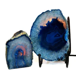 0.57kg Blue Agate Slice Lamp with Tea Light Candle Holder J189 | Himalayan Salt Factory