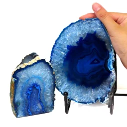0.57kg Blue Agate Slice Lamp with Tea Light Candle Holder J189 | Himalayan Salt Factory