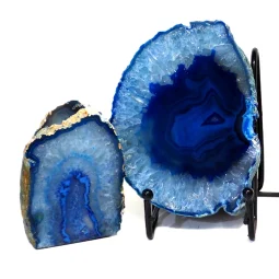 0.57kg Blue Agate Slice Lamp with Tea Light Candle Holder J189 | Himalayan Salt Factory