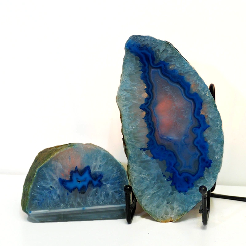 0.79kg Blue Agate Slice Lamp with Tea Light Candle Holder J193 4 0.79kg Blue Agate Slice Lamp with Tea Light Candle Holder J193 | Himalayan Salt Factory