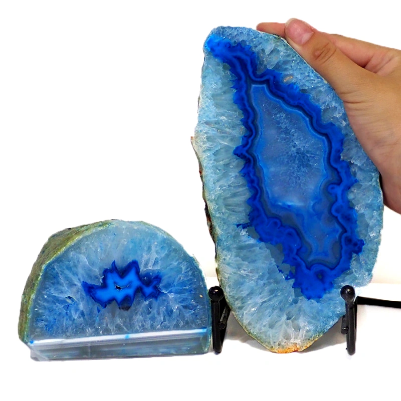 0.79kg Blue Agate Slice Lamp with Tea Light Candle Holder J193 5 0.79kg Blue Agate Slice Lamp with Tea Light Candle Holder J193 | Himalayan Salt Factory