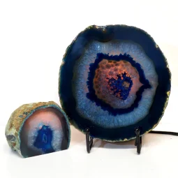 1.30kg Blue Agate Slice Lamp with Tea Light Candle Holder J197 | Himalayan Salt Factory