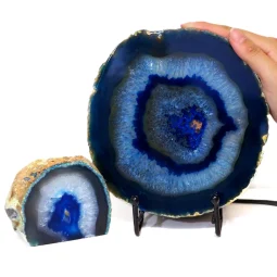 1.30kg Blue Agate Slice Lamp with Tea Light Candle Holder J197 | Himalayan Salt Factory