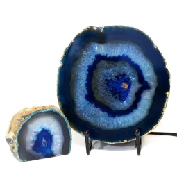 1.30kg Blue Agate Slice Lamp with Tea Light Candle Holder J197 | Himalayan Salt Factory